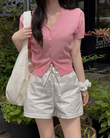 Ab linen short-sleeved cardigan