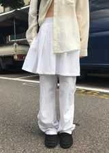 プリーツレイヤードスカートパンツ