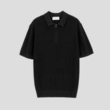 LMN Rainy Silket Hatch Semi Zip-Up Short Sleeve Knitwear (8 colors)