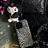 [MADE] Leopard (Black&White) Epoxy Silver Bumper iPhone Case
