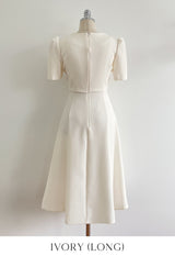 26SS★ Berlin Notch Square-Neck Short Sleeve Tweed Flare One Piece Mini