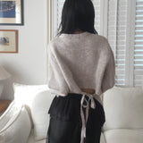 Engen Back Slit Ribbon Strap Pocket Knit Cardigan