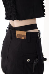  UNBALANCE CAGO SKIRT PANTS / BLACK