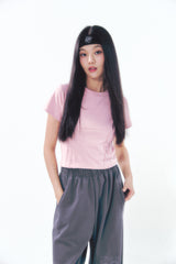 Heart Logo Shirring Detail Top Pink