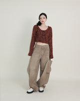 Square pocket balloon fit corduroy pants