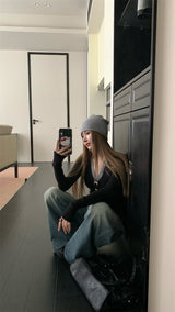 Bow Burton Layered Slit Long Sleeve Knitwear
