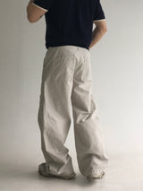 curved dyeing strap wide pants(2colors)