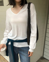 [ORIGINAL] Rainy V-Neck Sheer Long-Sleeve Tee