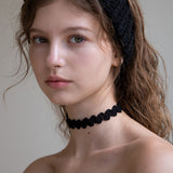 Black silky crochet knit choker