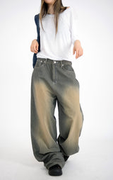 stripe brown washing pants