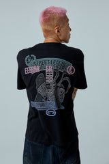 ストリートリーグ グラデーションアートワーク ロゴ オーバークロップフィット Tシャツ (ブラック)