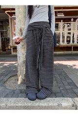 Stripe strap lace banding pants