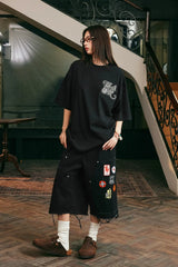 ラインストーンパッチベーシックTシャツ