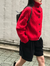 ウールフィッシャーハイネックカーディガン