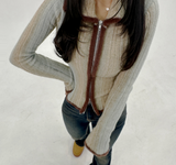 COLOR-BLOCK GRADATION 2-WAY KNIT ZIP-UP - 2 COLOR