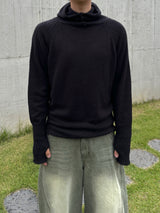 モヘアバラクラバフードニット3C