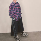 smoke wash check shirt_purple
