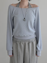 Blend Waffle Layered Halter Sweatshirt
