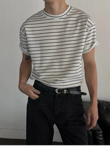 [S/S] ストライプオーバーフィット半袖Tシャツ(7coolor)