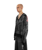 HIERARCHY STUDIOS Unsolved - Black Fingerprint Oversized Knit Cardigan