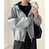 Mika High Neck Color Matching Pendant String Hooded Jumper