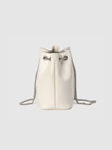 TIWI chain leather bucket bag / Cream Ivory