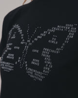 TEXT BUTTERFLY CROP TSHIRT-BLACK