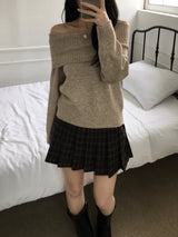 Uni Off-Shoulder Knitwear (4 colors)