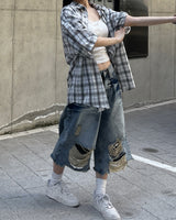 Spark Destroyed Denim Bermuda Pants