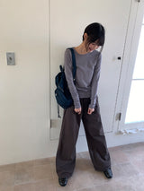 ベルタリーカラーラウンド長袖Tシャツ