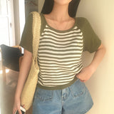 [MADE] Hi, raglan stripe short-sleeved knit