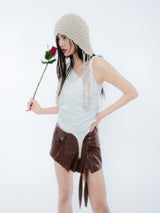 PLEATES WRAP SKIRT [BROWN]