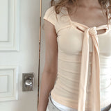 Via latea tie T-shirts (peach)