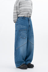 Lable Incision Line Wide Denim