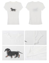 ダックスフント ラウンド スパンデックス Tシャツ