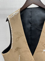 Khaki Jacquard  Waistcoat