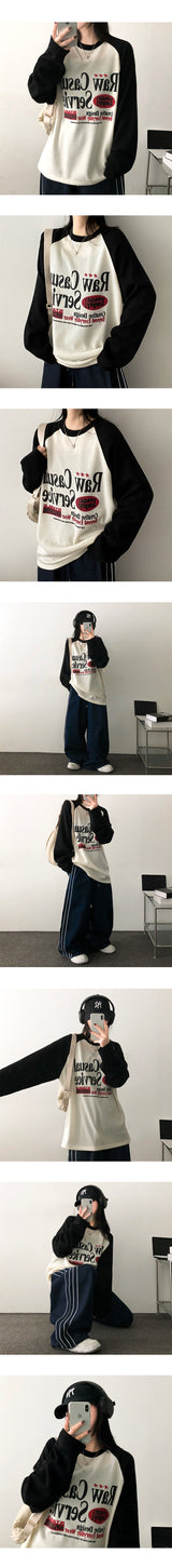 Tane Color Raglan Knit Long Sleeve T-shirt