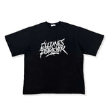 イリューネスレタリングオーバーサイズスプリットショートスリーブTシャツ