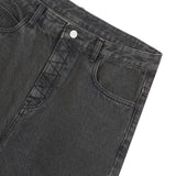 Classic Vintage Washed Denim Pants_Black