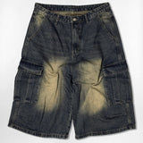 Usual Washing Bermuda Cargo Denim Pants - 5COLOR