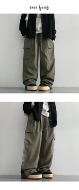 [3 Tier Length] [S–2XL]ティダタータンピンタックバンディングカーゴワイドパンツ (6 colors)