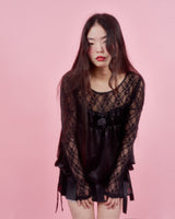 コサージュパフブラウス [BLACK]