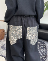 Denid Leopard Double Pocket Pants