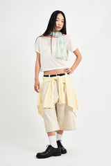 テンセルボートネッククロップドTシャツ