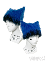 ハンドブラッシュネオンブルークロシェキャットイヤーハット