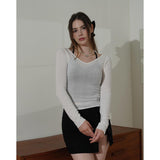 V NECK SLIM KNIT-IVORY