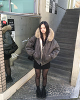 Fur hood vintage jumper