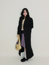 Stutch Solid Wool Long Coat (Lining Fleece-lined)