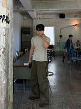 Washed buckle cargo pants