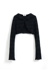  Wool Bolero Hoodie Cardigan_Black